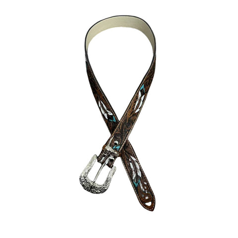 Feather Embossed Buckle Belt