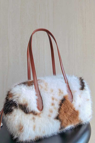 Faux Fur Double Handle Tote Bag