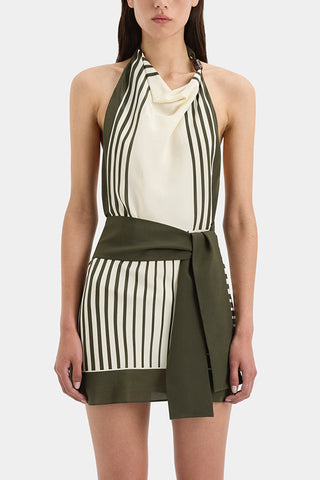 Halter Neck Stripe Open Back Dress