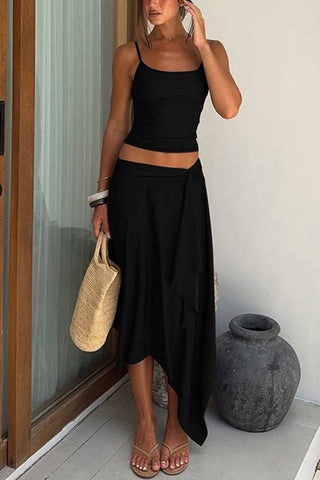 Asymmetrical Hem Skirt Set