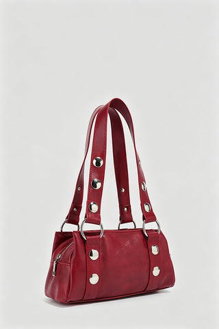 Studded Ring-Handle Shoulder Bag