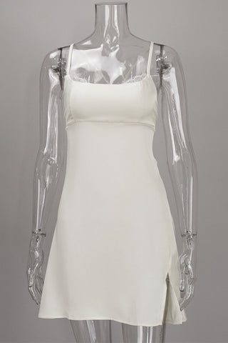 Satin Lace Trim Slip Mini Dress