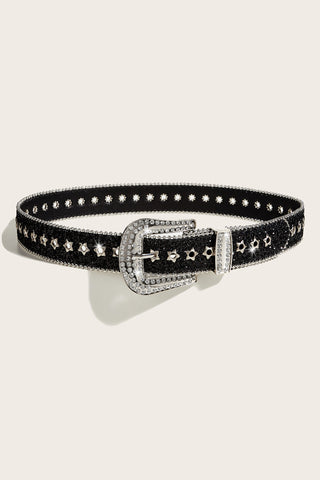 Rhinestone Buckle Glitter Belt