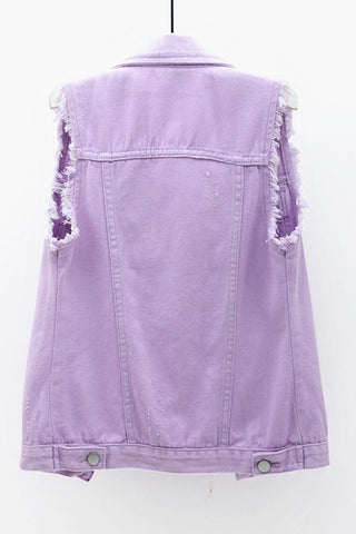 Sleeveless Collared Button-Front Vest