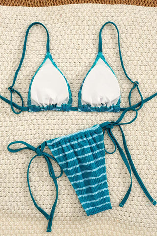 Striped Bikini Set with Tie Details
