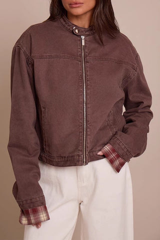 Classic Zip-Front Denim Jacket