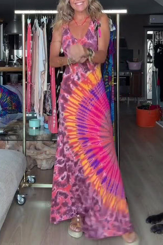 Tie-Dye Maxi Casual Dress