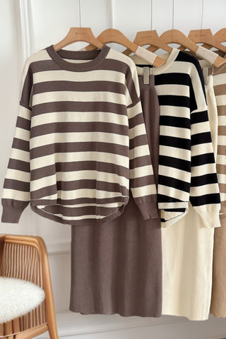 Striped Sweater and Skirt Set
