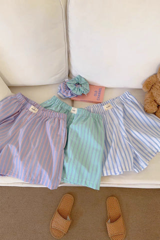 Striped Elastic Waist Casual Shorts