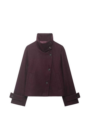 Stand-Collar Button-Front Jacket