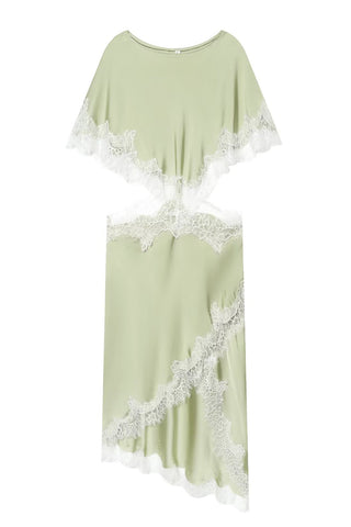 Lace-Trim Asymmetric Casual Dress