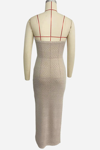 Strapless Knit Maxi Dress with Side Slit