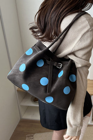 Polka Dot Buckle Strap Tote Bag