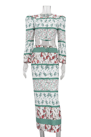 Elegantly Patterned Skirt Set