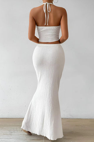 Halter Waist Tie Maxi Skirt Set