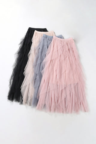 Tiered Maxi Tulle Skirt