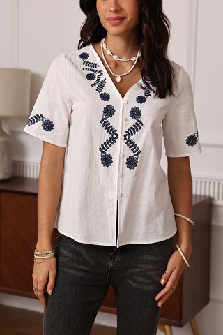 Floral Button-Front Blouse