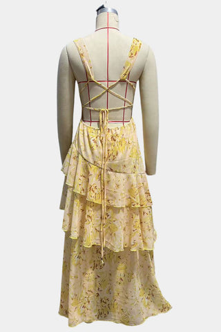 Floral Ruffle Layered Maxi Dress