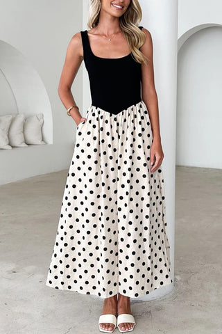 Polka Dot Patchwork Midi Dress