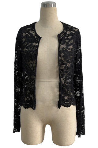 Lace Long-Sleeve Blouse with Open Front