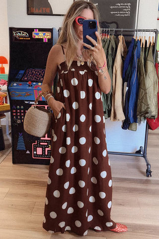 Polka Dot Sleeveless Maxi Dress