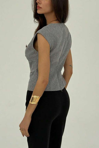 Draped V-Neck Tank Top