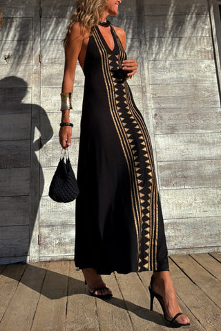 Geometric Pattern Casual Maxi Dress