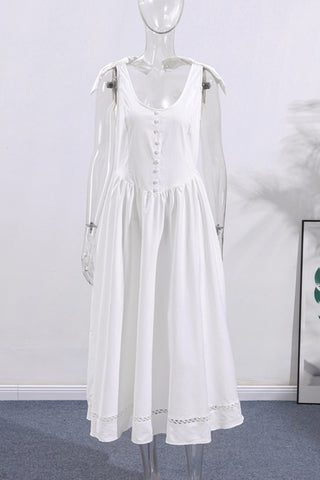 Button-Front Casual Midi Dress