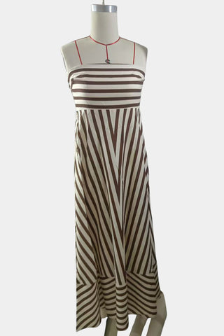 Strapless Striped Maxi Dress
