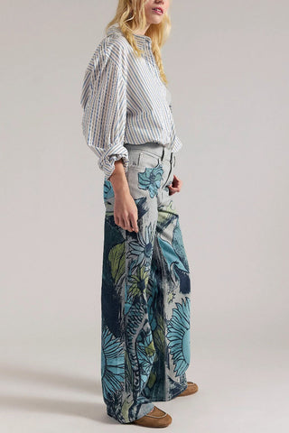 Graphic Print Straight Jeans