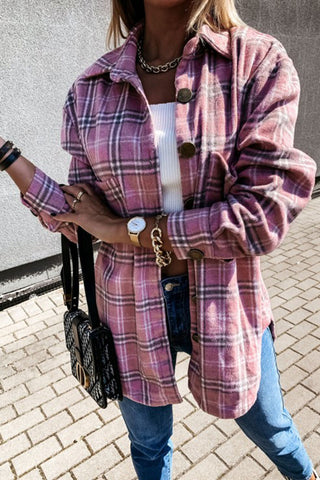 Plaid Button-Front Long Sleeve Shirt