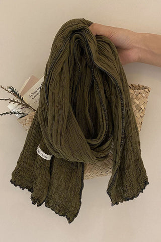 Crinkle Textured Frayed Edge Scarf