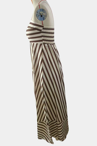 Strapless Striped Maxi Dress
