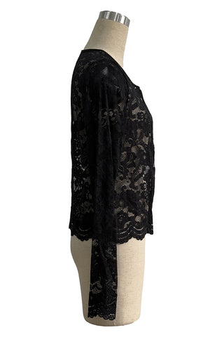 Lace Long-Sleeve Blouse with Open Front