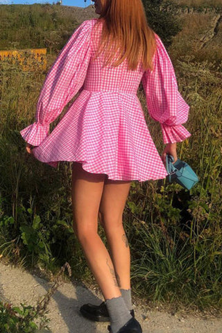 V-Neck Ruffled Casual Dress