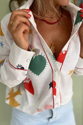Graphic Print Button-Up Shirt