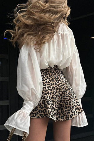 Gathered Sleeve Button-Up Shirt