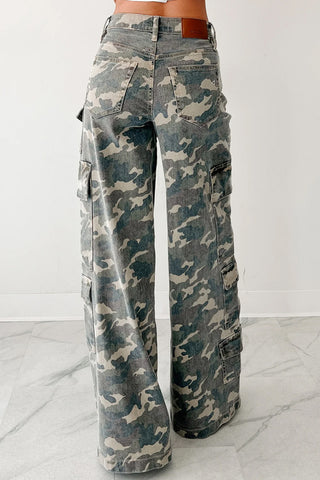 Camo Wide-Leg Cargo Pants