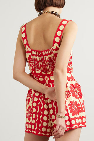 Floral Tie-Waist Button Romper