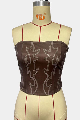 Corset-Style Patterned Tank Top