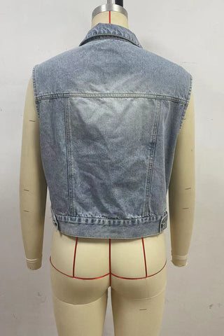 Lace-Trimmed Denim Vest
