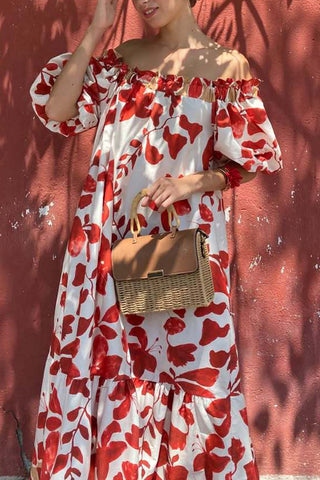 Off-Shoulder Floral Vacation Dress