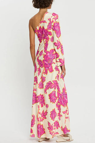 One-Shoulder Floral Maxi Dress