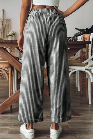 Striped Wide-Leg Casual Pants