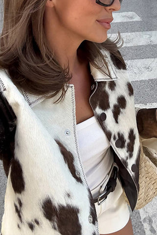 Animal Print Button-Front Jacket