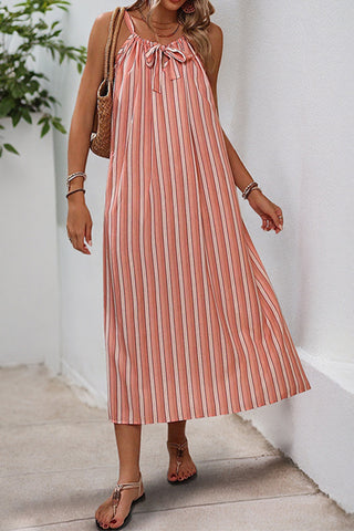 Striped Tie-Front Casual Dress