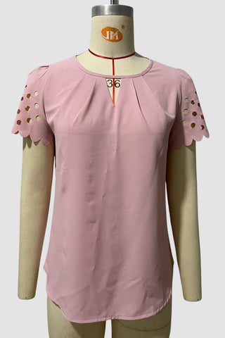 Scallop Sleeve Keyhole Blouse