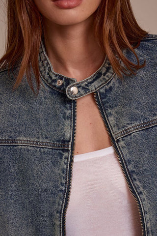 Classic Zip-Front Denim Jacket