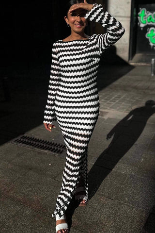Chevron Knit Casual Maxi Dress