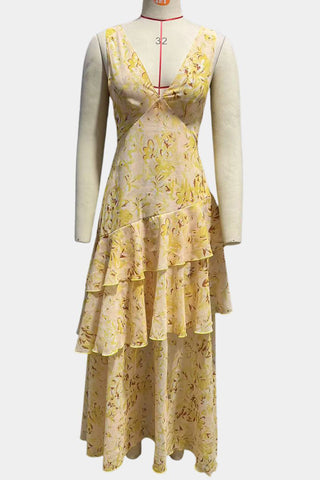 Floral Ruffle Layered Maxi Dress